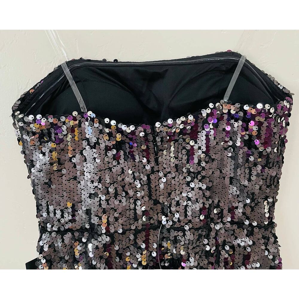 NWT Formal Purple Multi Full Sequin Strapless Party Dress - Picture 8 of 14